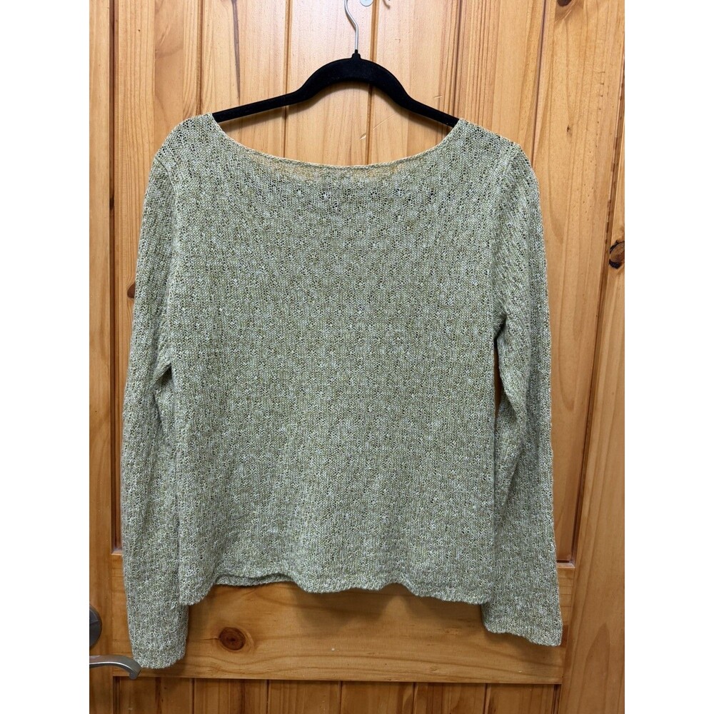 Eileen Fisher Lightweight Linen Sweater Size Small Green Minimalist Elevated - Picture 2 of 10
